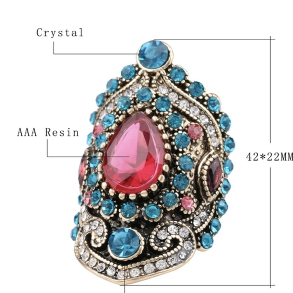 Turkish Vintage Style Exaggerated Ring for Women,Ottoman,ByzantianWeddingGift - Picture 5 of 5